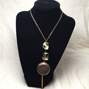 Brass and Lemon Quartz Necklace